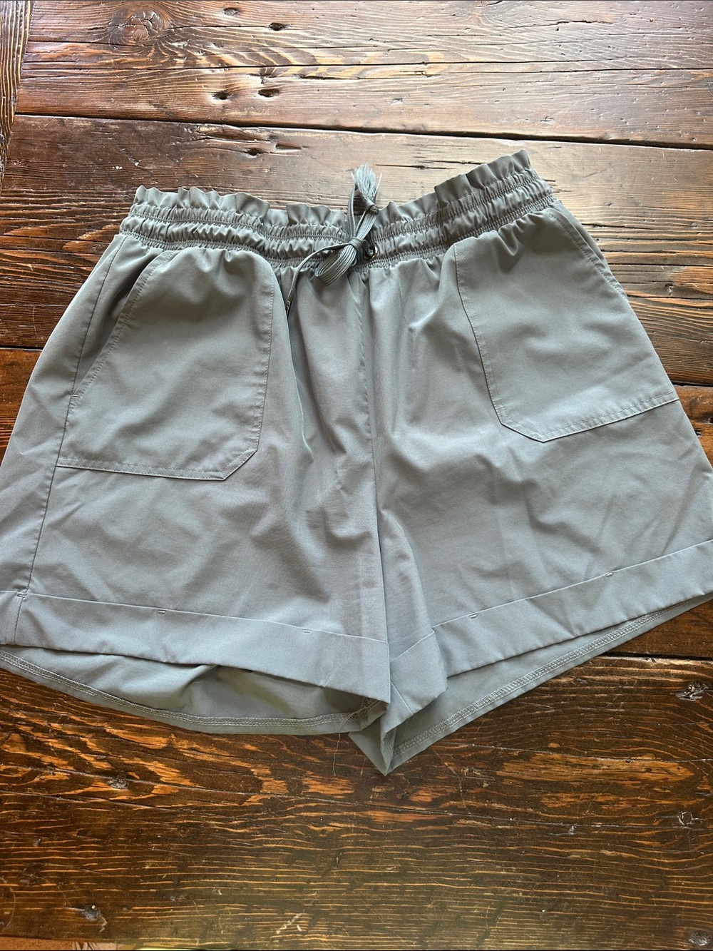 Danskin High-Waist Drawstring Shorts – Blye, Rose, Tan size L - Picture 6 of 13
